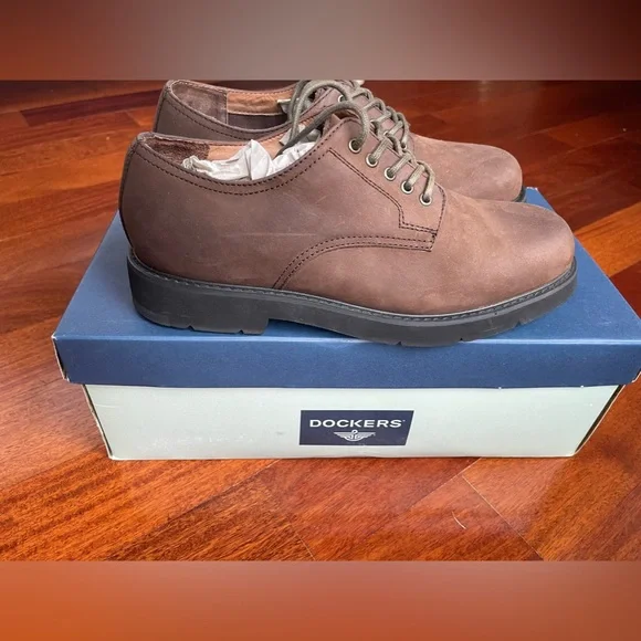 NWT NIB New Men Docker Oxford Brown Leather Suede Shoes 